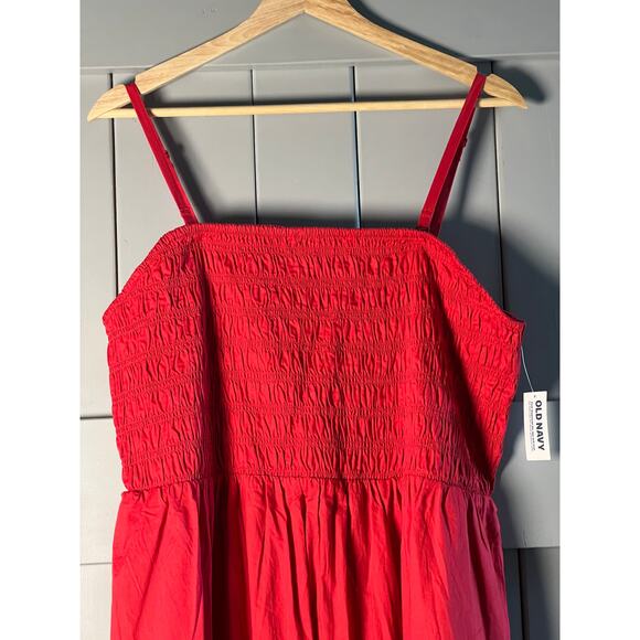 Old Navy Red Smocked‎ Top Spaghetti Strap Maxi Dress Size XL NEW - Picture 2 of 6